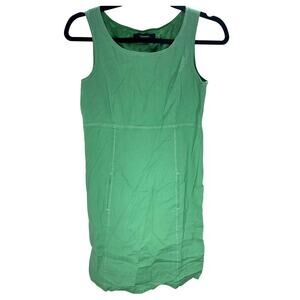 Tahari Linen Blend Sheath Green Threaded Accent Dress